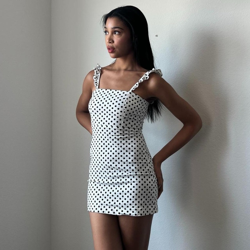 White Polka Dot Reversible Mini Dress